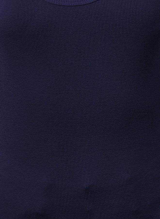 trendyol Navy Blue Fitted/Body Fitted Pool Collar Elastic Knitted Tank Top  - Image 4