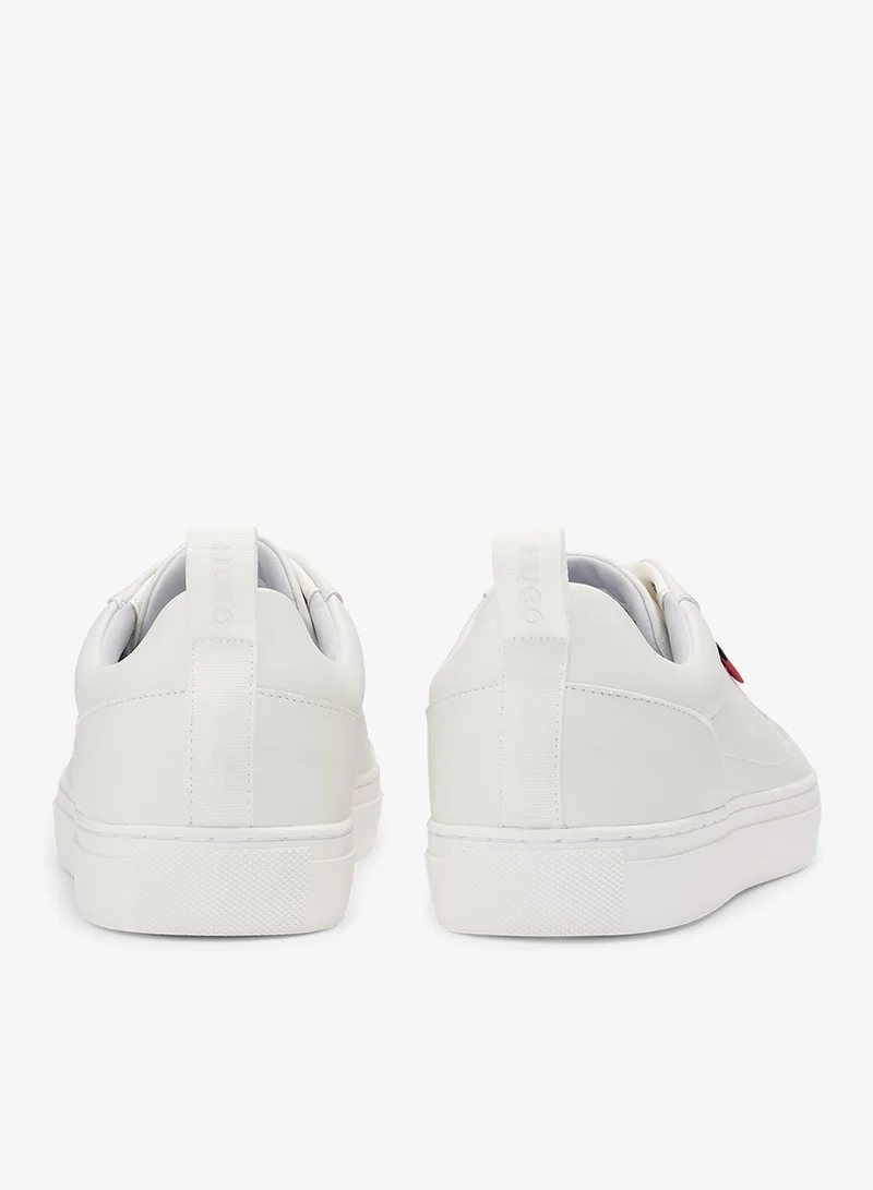 HUGO Faux-leather trainers with red logo flag