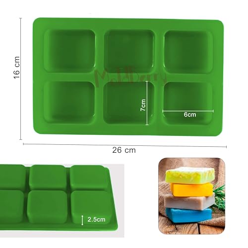 MoldBerry 6 Cavity Silicone Rectangle Soap Mould for Soap Making, Perfect Soap Mold for Handmade Soap, Lotion Bars, Wax Melts, Beeswax (Pack 1) - Image 2