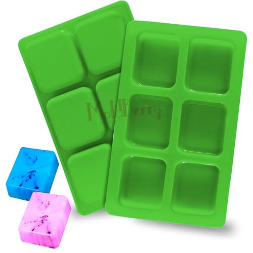 MoldBerry 6 Cavity Silicone Rectangle Soap Mould for Soap Making, Perfect Soap Mold for Handmade Soap, Lotion Bars, Wax Melts, Beeswax (Pack 1) - Image 1