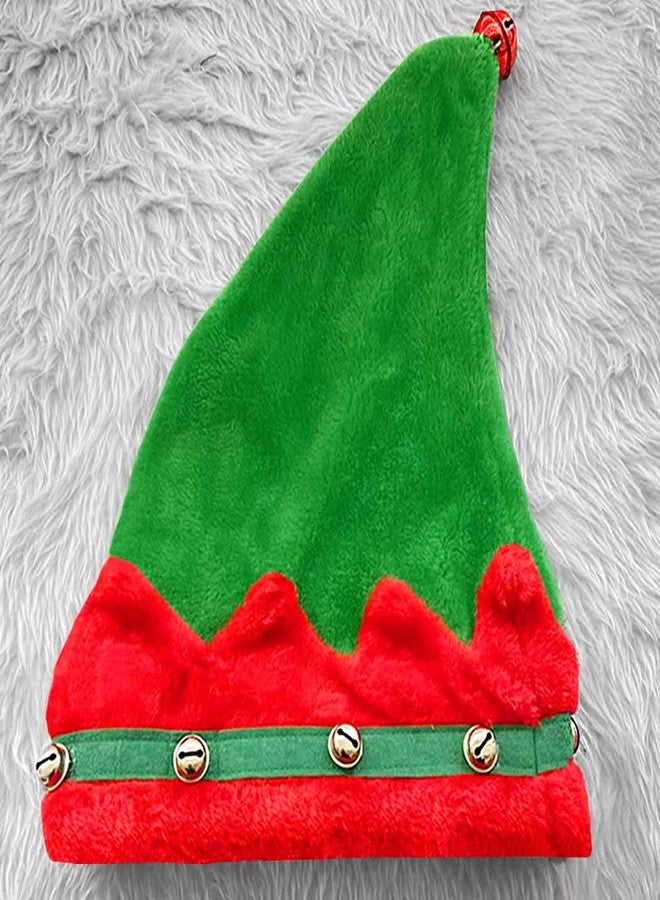 Firuilo Christmas Elf Hat for Adults Green Red Plush Santa Hat With Bells Holiday Party Costume Hair Accessories - Image 4