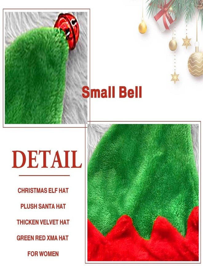 Firuilo Christmas Elf Hat for Adults Green Red Plush Santa Hat With Bells Holiday Party Costume Hair Accessories - Image 2