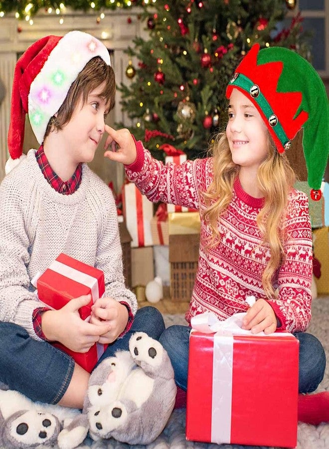 Firuilo Christmas Elf Hat for Adults Green Red Plush Santa Hat With Bells Holiday Party Costume Hair Accessories - Image 5