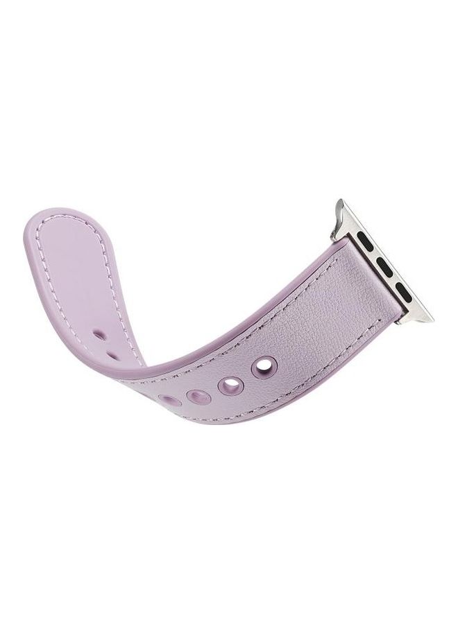 NIBEMINENT Single Buckle Leather Watchband For Apple Watch Series 7 45mm/6 & Se 5 4 44mm/3 2 1 42mm Purple - Image 3