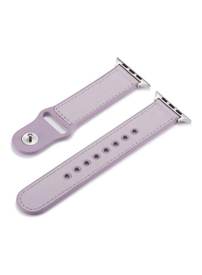 NIBEMINENT Single Buckle Leather Watchband For Apple Watch Series 7 45mm/6 & Se 5 4 44mm/3 2 1 42mm Purple - Image 2