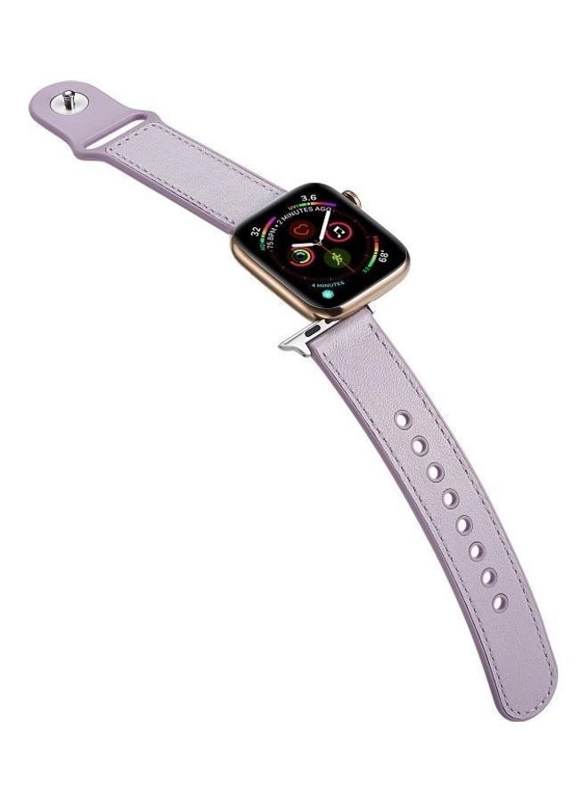 NIBEMINENT Single Buckle Leather Watchband For Apple Watch Series 7 45mm/6 & Se 5 4 44mm/3 2 1 42mm Purple - Image 4