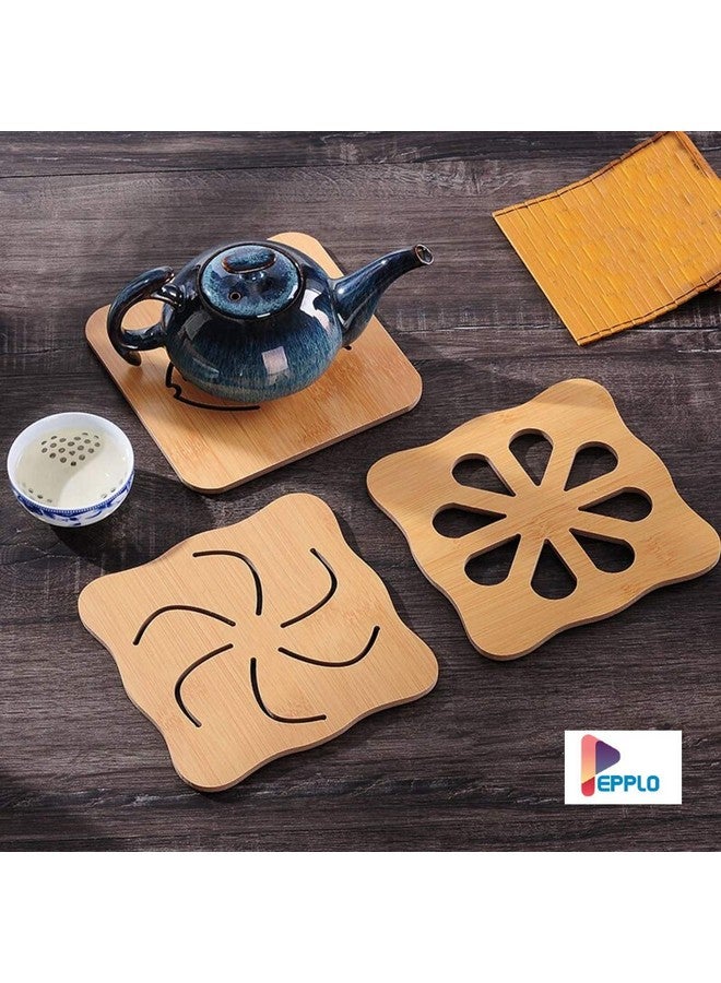 pepplo Wooden Drinks Coasters for Tea Coffee Cup Mug Cat Themed with Coaster Holder Cat Lovers Gifts for Women Men Kids,Random Pattern (Set of 3) - Image 1