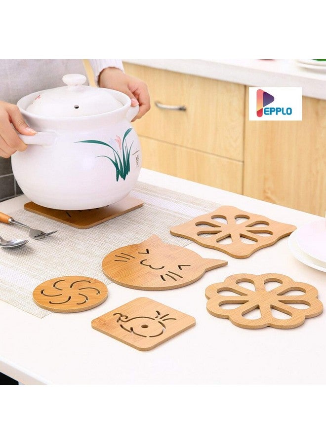 pepplo Wooden Drinks Coasters for Tea Coffee Cup Mug Cat Themed with Coaster Holder Cat Lovers Gifts for Women Men Kids,Random Pattern (Set of 3) - Image 2