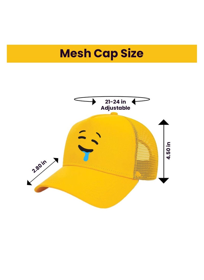 PRINTSHOP4ME - Kids Yellow Smiley Face Pack Of 2 T-Shirt And Cap Combo–Unisex Round Neck Short Sleeve Cotton T-Shirt - Image 1