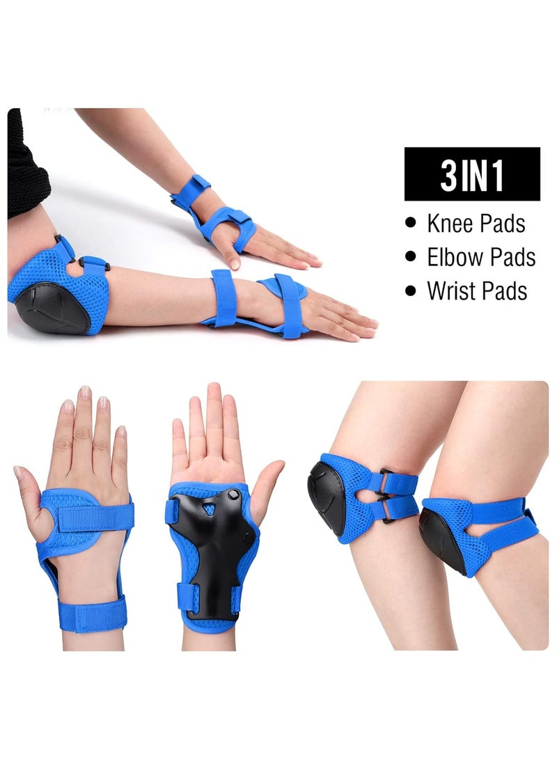 G4Free Kids Knee Pads Elbow Pads Wrist Guards for Toddler 3-8 Years 3 in 1 Protective Gear Sets for Bike Skateboard Rollerblading Cycling Scooter Skating(Blue) - Image 5