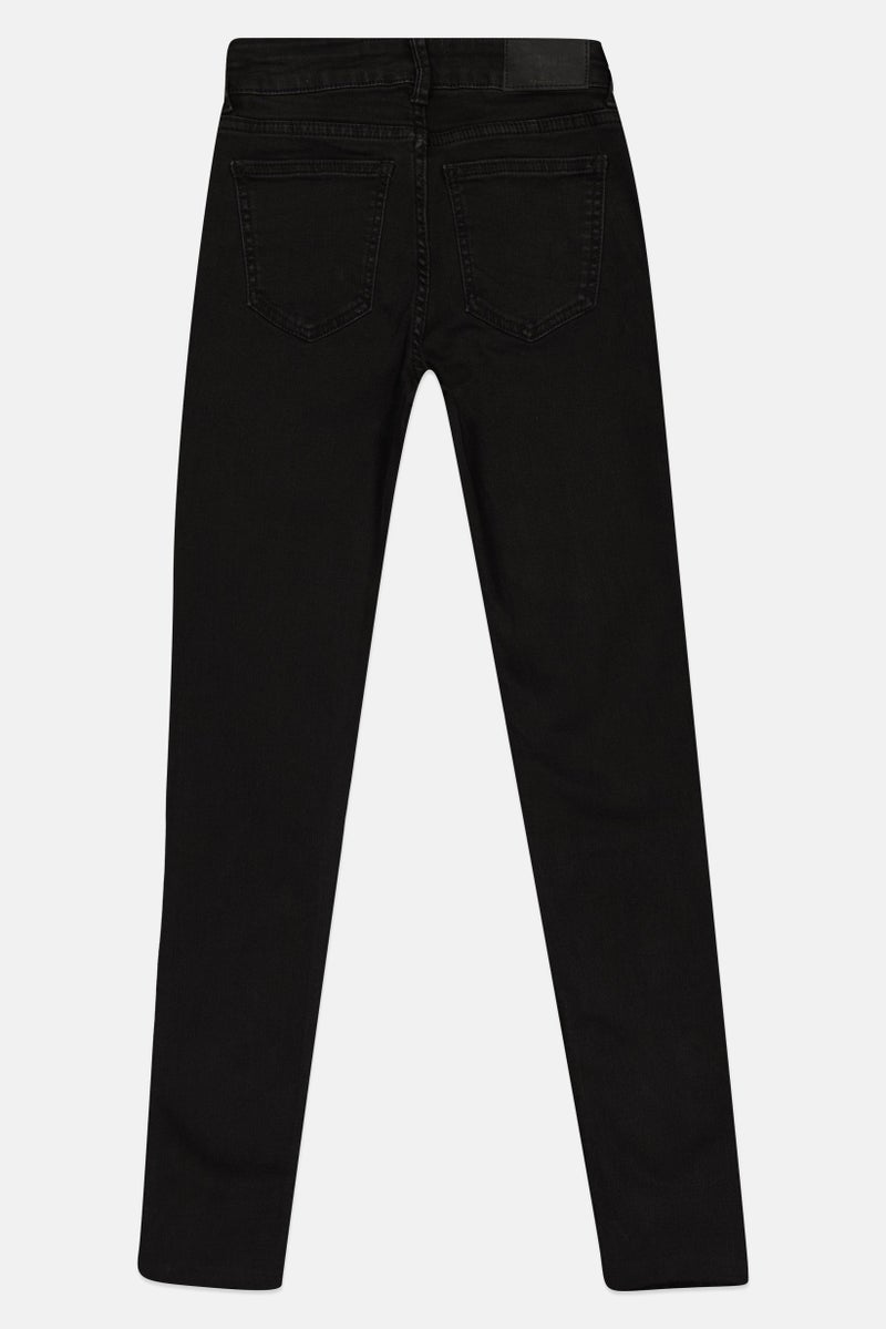 Bershka جينز ضيق ممزق للنساء، أسود - Image 3