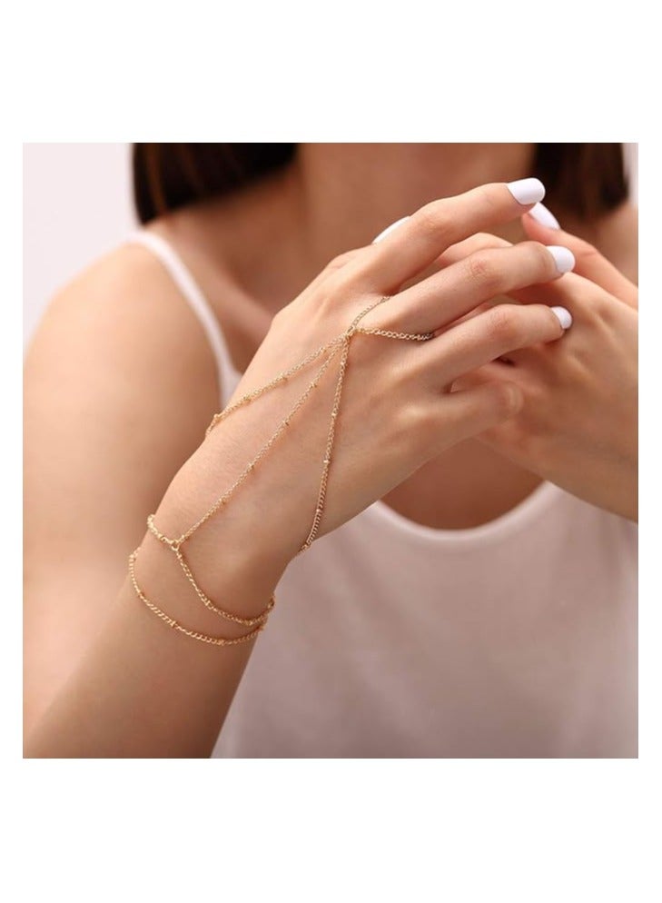 Finger Bracelets Ring Hand Chain Wedding and Beach Slave Bracelet Jewelry for Women and Girls