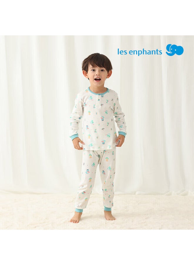 Les Enphants Children's Pure Cotton Underwear Set Boys Girls Pajamas Homewear Fantasy Sky Blue 100cm - Image 1
