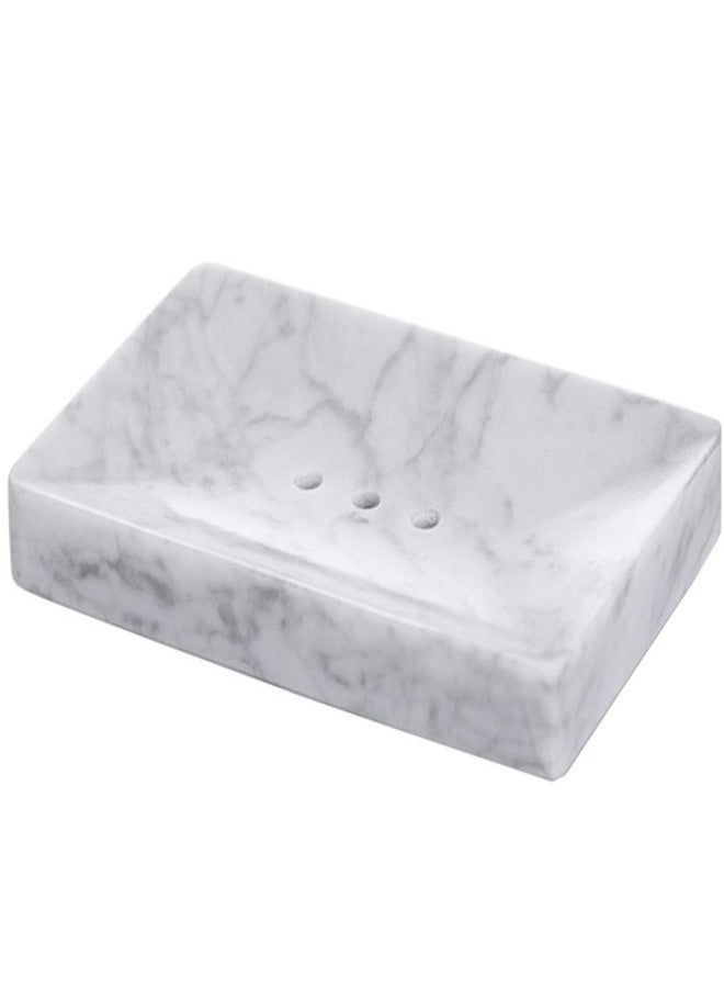 StonePlus Natural Smooth Real Marble Soap Dish/Facial Sponge Holder/Bathroom Makeup Sponge Tray with Draining Hole (White Carrara) - Image 1