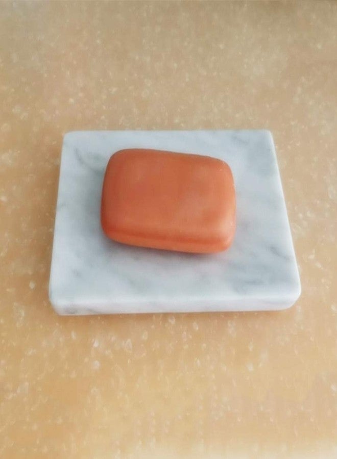 StonePlus Natural Smooth Real Marble Soap Dish/Facial Sponge Holder/Bathroom Makeup Sponge Tray with Draining Hole (White Carrara) - Image 4