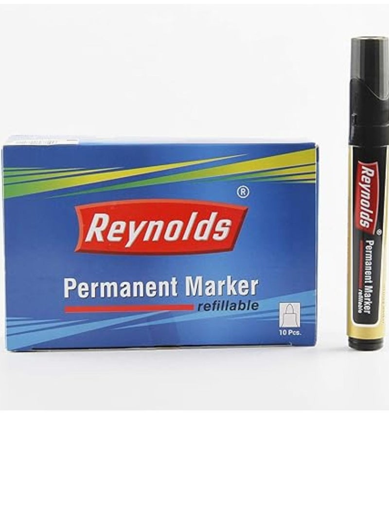 Reynolds 10-Pieces Refillable Permanent Markers Black - Image 1