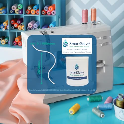 SmartSolve Water-Soluble Thread | Dissolves Quickly in Warm Water | Biodegradable | Eco-Friendly | Quilting, Sewing, Crafts, Balloon String, Hanging Tags | 0.1mm x 200m Spool | White - Image 2