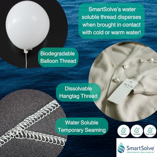 SmartSolve Water-Soluble Thread | Dissolves Quickly in Warm Water | Biodegradable | Eco-Friendly | Quilting, Sewing, Crafts, Balloon String, Hanging Tags | 0.1mm x 200m Spool | White - Image 4