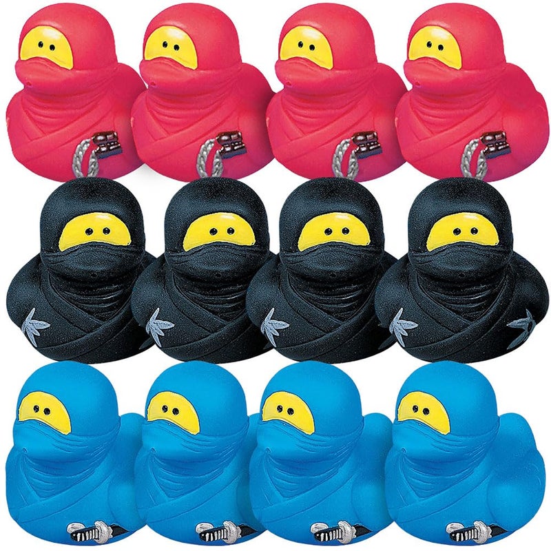 Fun Express Ninja Rubber Ducks Duckies 12 Pieces Birthday Parties Karate School Treasure Chest Supplies - Image 2
