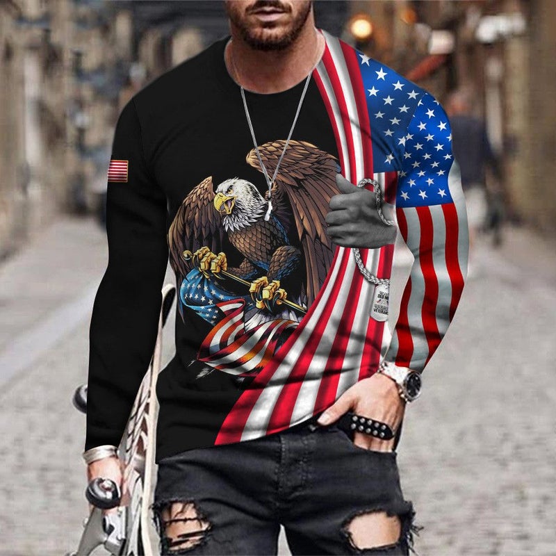 Long-Sleeved Export Men'S T-Shirt 3D Digital Printing Round Neck Long-Sleeved Manufacturer 3D T-Shirt - Image 2