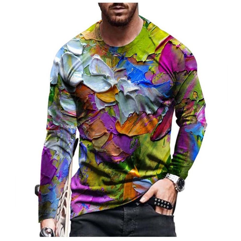Long-Sleeved Export Men'S T-Shirt 3D Digital Printing Round Neck Long-Sleeved Manufacturer 3D T-Shirt - Image 4