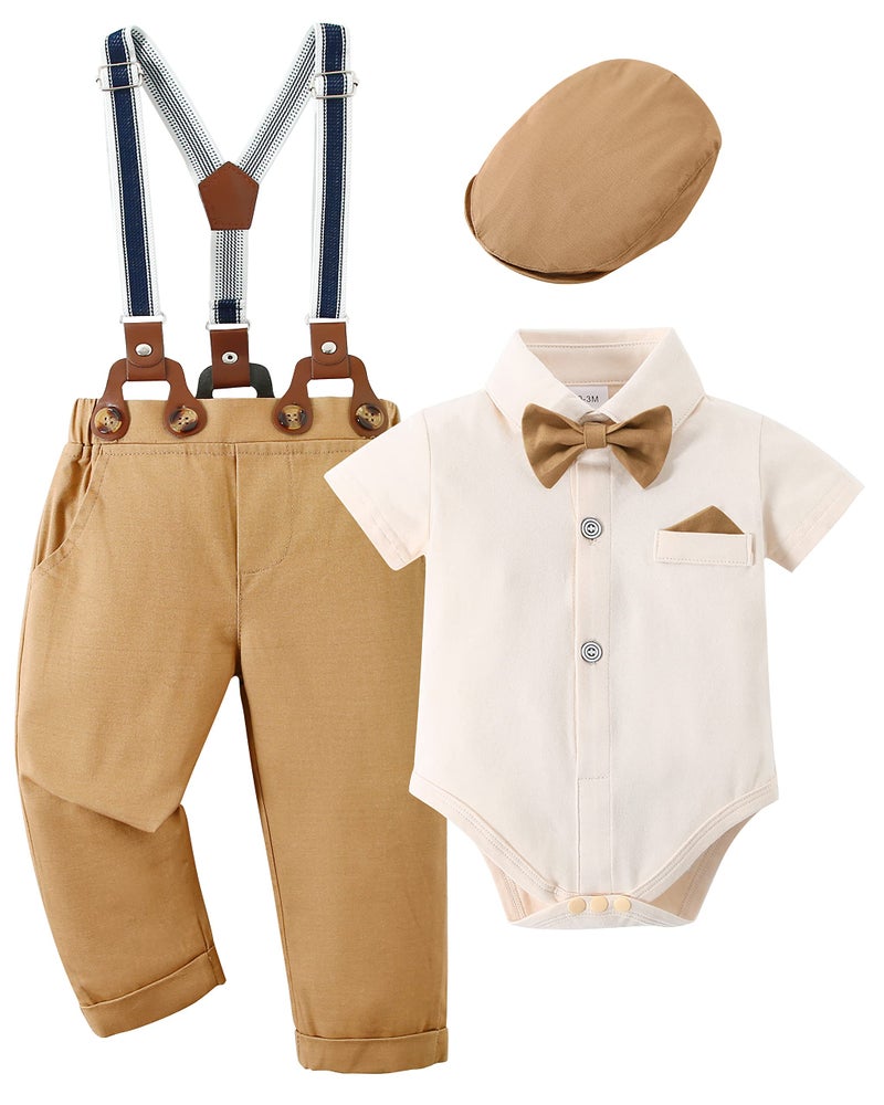 nilikastta Baby Boy Dress Clothes Baby Formal Outfit Baby Boy Dress Outfit Boy Dress ShirtBowtieSuspender Pants Set 36Months