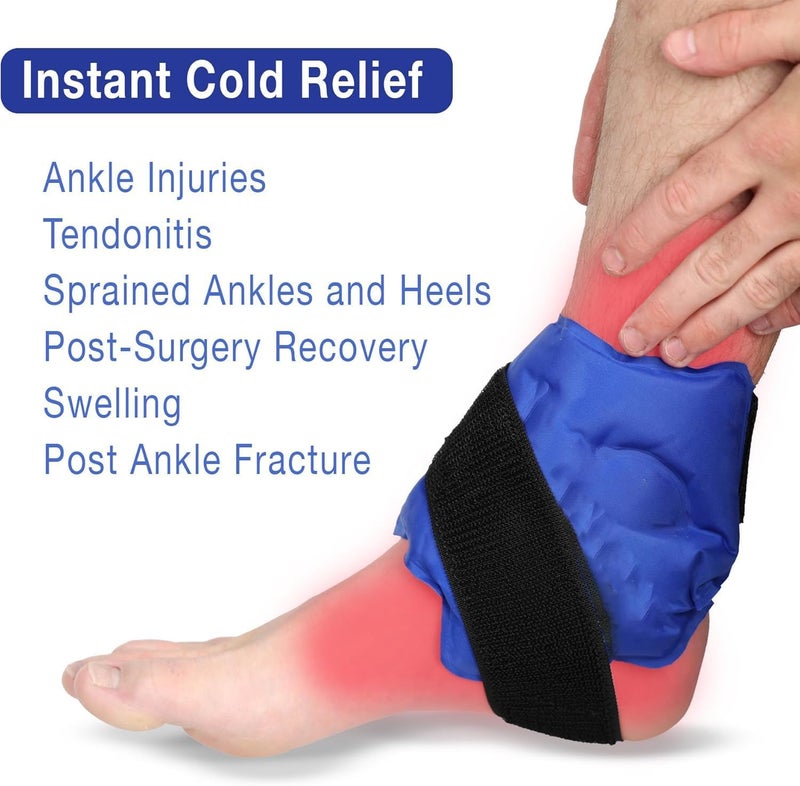 KASTWAVE Ankle Ice Pack Wrap for Swelling, Reusable Cold Pack for Injuries, Hot & Cold Therapy Ankle Wrap for Sprained Ankles and Achilles Tendonitis, Adjustable Wrap Ensures A Comfortable (Blue) - Image 3
