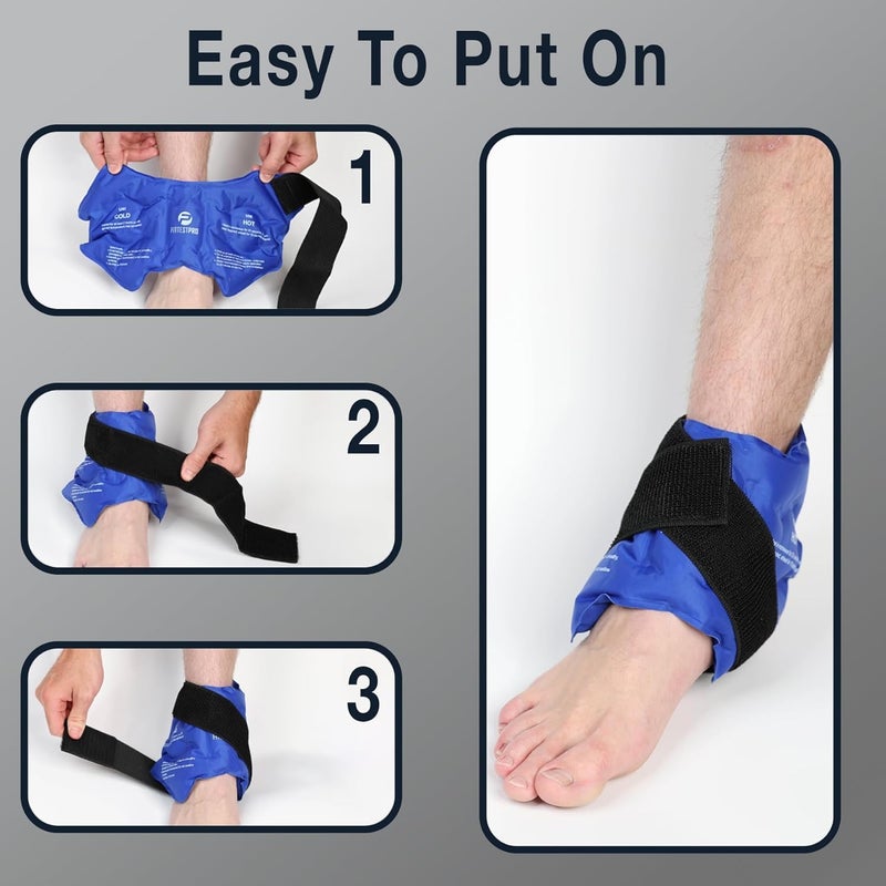 KASTWAVE Ankle Ice Pack Wrap for Swelling, Reusable Cold Pack for Injuries, Hot & Cold Therapy Ankle Wrap for Sprained Ankles and Achilles Tendonitis, Adjustable Wrap Ensures A Comfortable (Blue) - Image 5