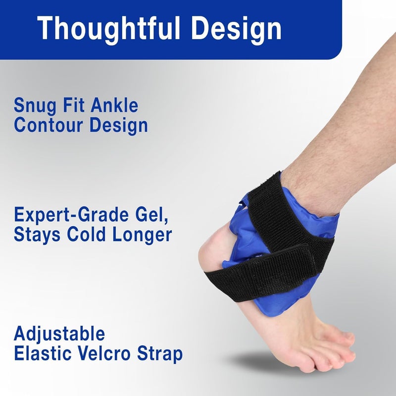 KASTWAVE Ankle Ice Pack Wrap for Swelling, Reusable Cold Pack for Injuries, Hot & Cold Therapy Ankle Wrap for Sprained Ankles and Achilles Tendonitis, Adjustable Wrap Ensures A Comfortable (Blue) - Image 2