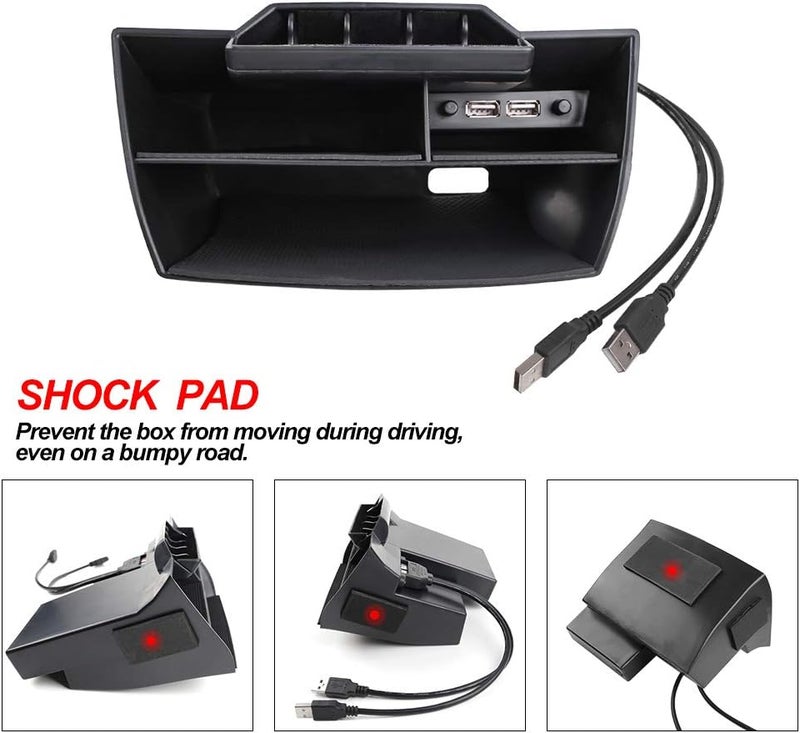 ثينيس منظم الكونسول الوسطي من Thenice مع USB لسيارة هوندا سيفيك 2016-2021 | صندوق تخزين الكونسول الوسطي للجيل العاشر 2016-2021 مع حاملات للعملات المعدنية وبطاقات ومنظم مع كابل تمديد USB، عبوة من قطعة واحدة - Image 2