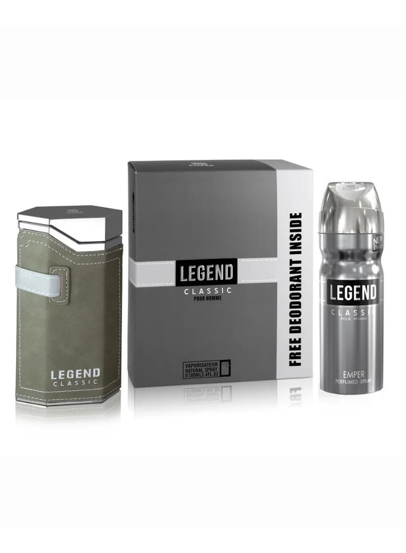 امبر طقم هدايا ليجند كلاسيك مكون من ( او دي تواليت 100مللي - سبراي بيرفيوم 200مللي) رجالي - Image 1