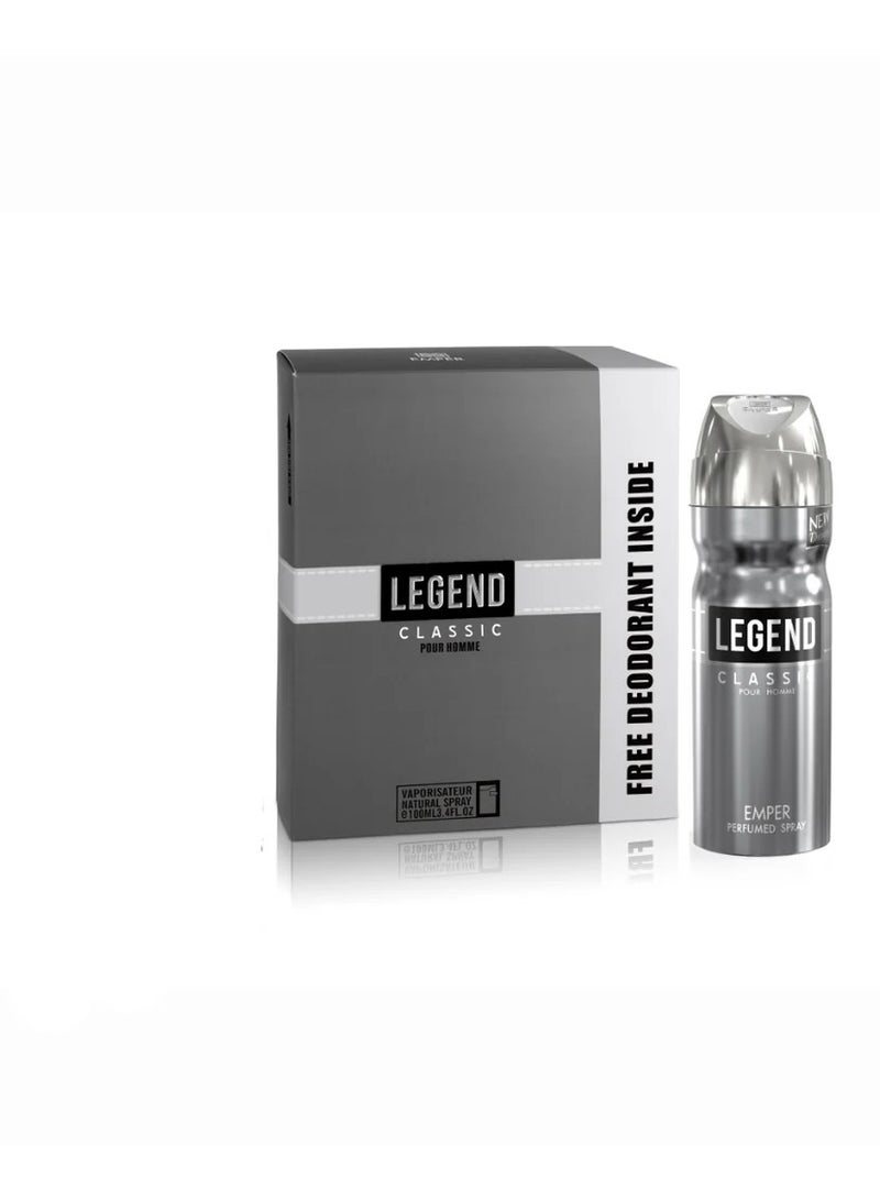 امبر طقم هدايا ليجند كلاسيك مكون من ( او دي تواليت 100مللي - سبراي بيرفيوم 200مللي) رجالي - Image 4
