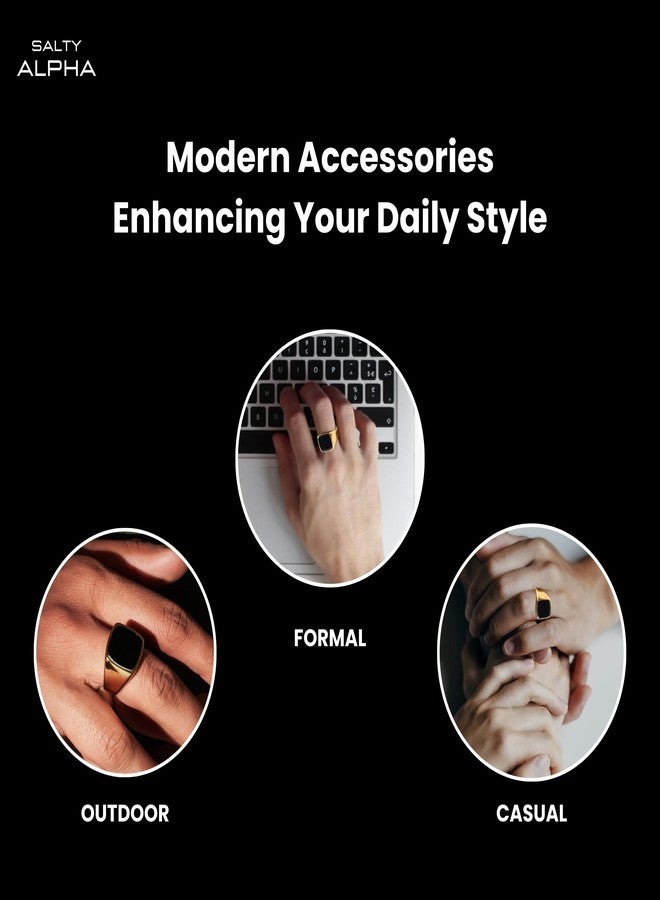 SALTY ALPHA Anti Tarnish Moon Signet Stainless Steel Finger Ring for Men | Stylish Durable Jewellery Accessories | Rings for Man | Minimal Jewelry | Birthday Gift for Boys (Size - 11) | Marriage, Birthday | Gift for Valentine Day - Image 5
