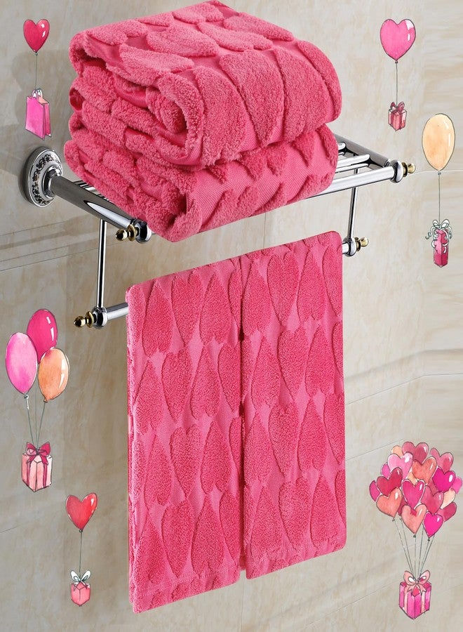 Quera 2 Pack Heart Valentine's Day Hand Towels Pale Red Bathroom Decorative Towels Set for Drying, Cleaning, Cooking, Holiday 13.7'' x 29.5'' - Image 2