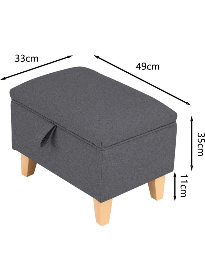 Large Storage Banquet Modern Luxury Linen Fabric - Wizard Banquet Stool for Bedroom Living Room Wooden Legs - Image 2
