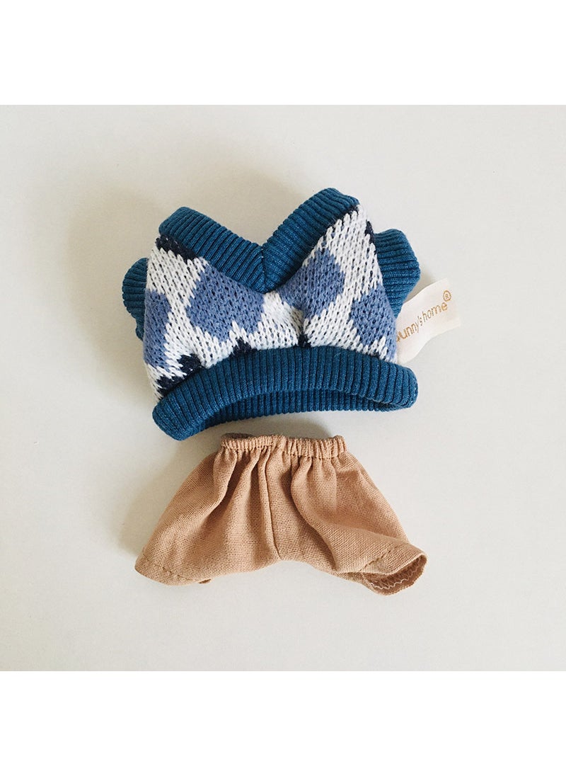 Generic - 17cm Plush Doll Rubber T-Shirt Suspenders Outfit Blue Love Sweater + Brown pants - Image 1