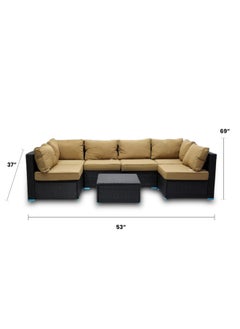 Generic Empire Furniture Outdoor Lounge L shape Setting Sofa, Patio Lounge Set with Cushions Gold Poly Rattan, Patio Lounge Set with Cushions Gold Poly Rattan,Outdoor  - Image 5