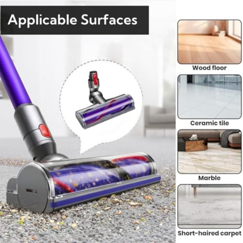 Direct drive bristle roller brush head for hardwood floors and carpets, nylon and thermoplastic elastomer material, black and gray color, deep-cleaning with anti-tangle technology - Image 4