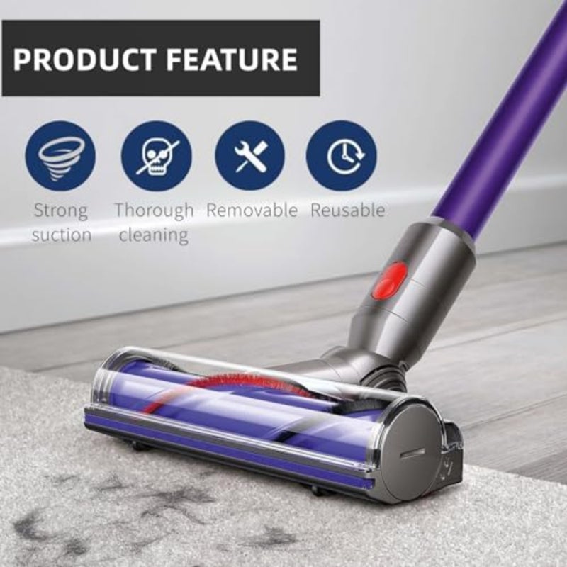 Direct drive bristle roller brush head for hardwood floors and carpets, nylon and thermoplastic elastomer material, black and gray color, deep-cleaning with anti-tangle technology - Image 2