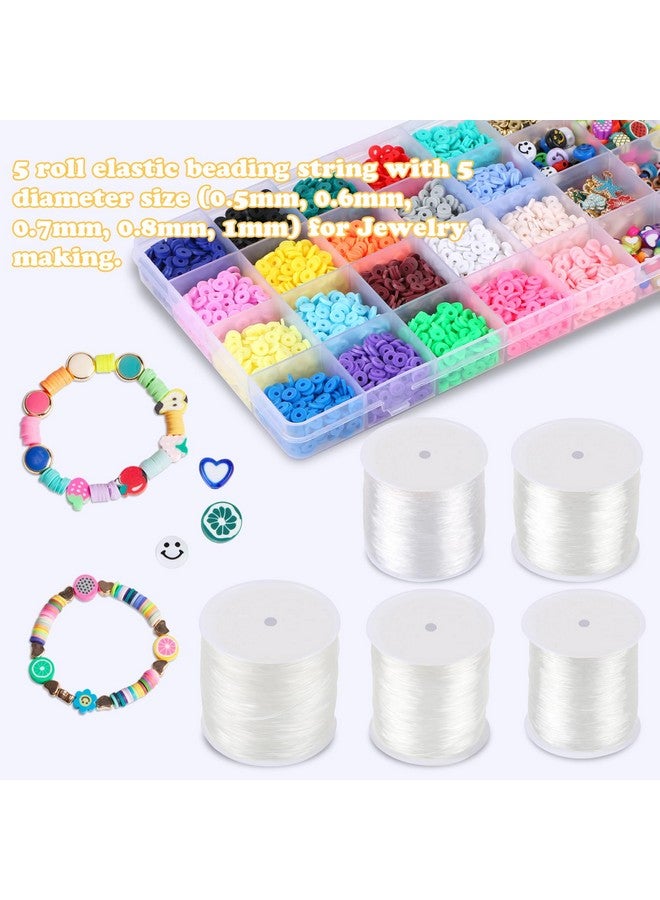 كابكس مجموعة من 5 خيوط مرنة متنوعة الأحجام، خيوط أساور قابلة للتمدد، خيوط كريستالية، خرزات للأساور، صناعة الخرز والمجوهرات - 0.5 مم، 0.6 مم، 0.7 مم، 0.8 مم، 1 مم - Image 5