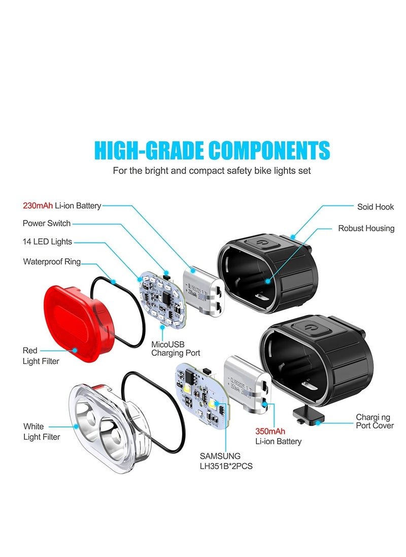 Cuken Bike Lights Set, USB Rechargeable, Ultra Bright LED Cycle Light Front and Back Rear Light, IPX5 Waterproof Bike Light Set for Night Riding/Camping, 10 Lighting Modes, Longer Battery Life  - Image 3