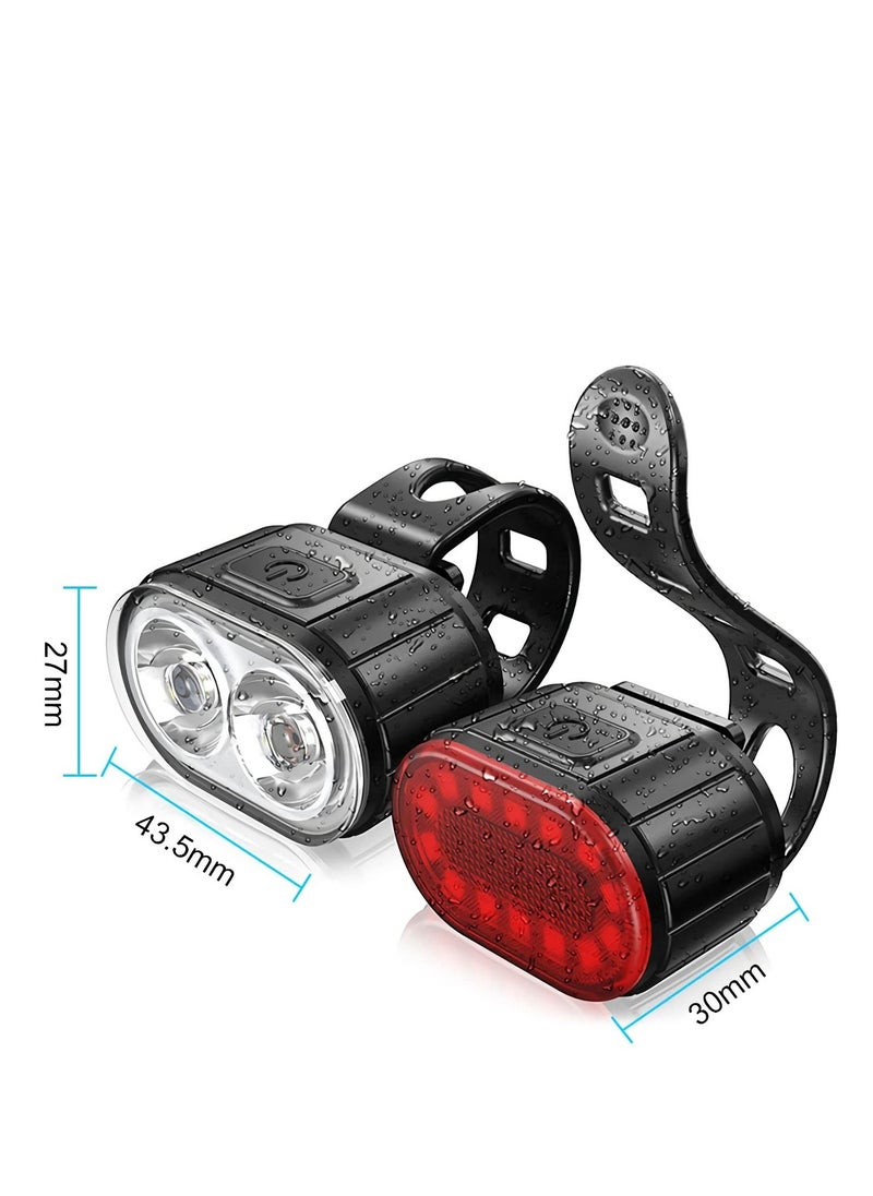 Cuken Bike Lights Set, USB Rechargeable, Ultra Bright LED Cycle Light Front and Back Rear Light, IPX5 Waterproof Bike Light Set for Night Riding/Camping, 10 Lighting Modes, Longer Battery Life  - Image 2