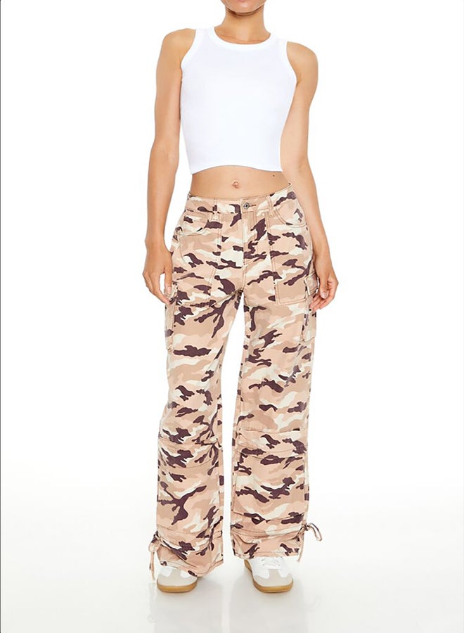 FOREVER 21 Camo Print Wide-Leg Cargo Pants - Image 1