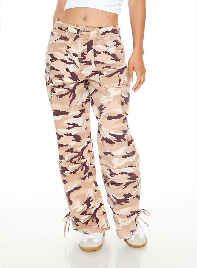 FOREVER 21 Camo Print Wide-Leg Cargo Pants - Image 3