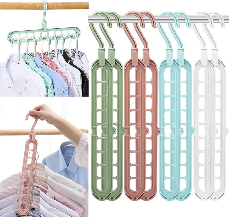 FIFATA Magic Space Saving Clothes Hangers Multifunctional Smart Closet Organizer Premium Wardrobe Clothing Cascading Hanger 9 Slots, Innovative Design for Heavy Clothes, Shirts Pants Dresses Coats(8 Pack) - Image 1