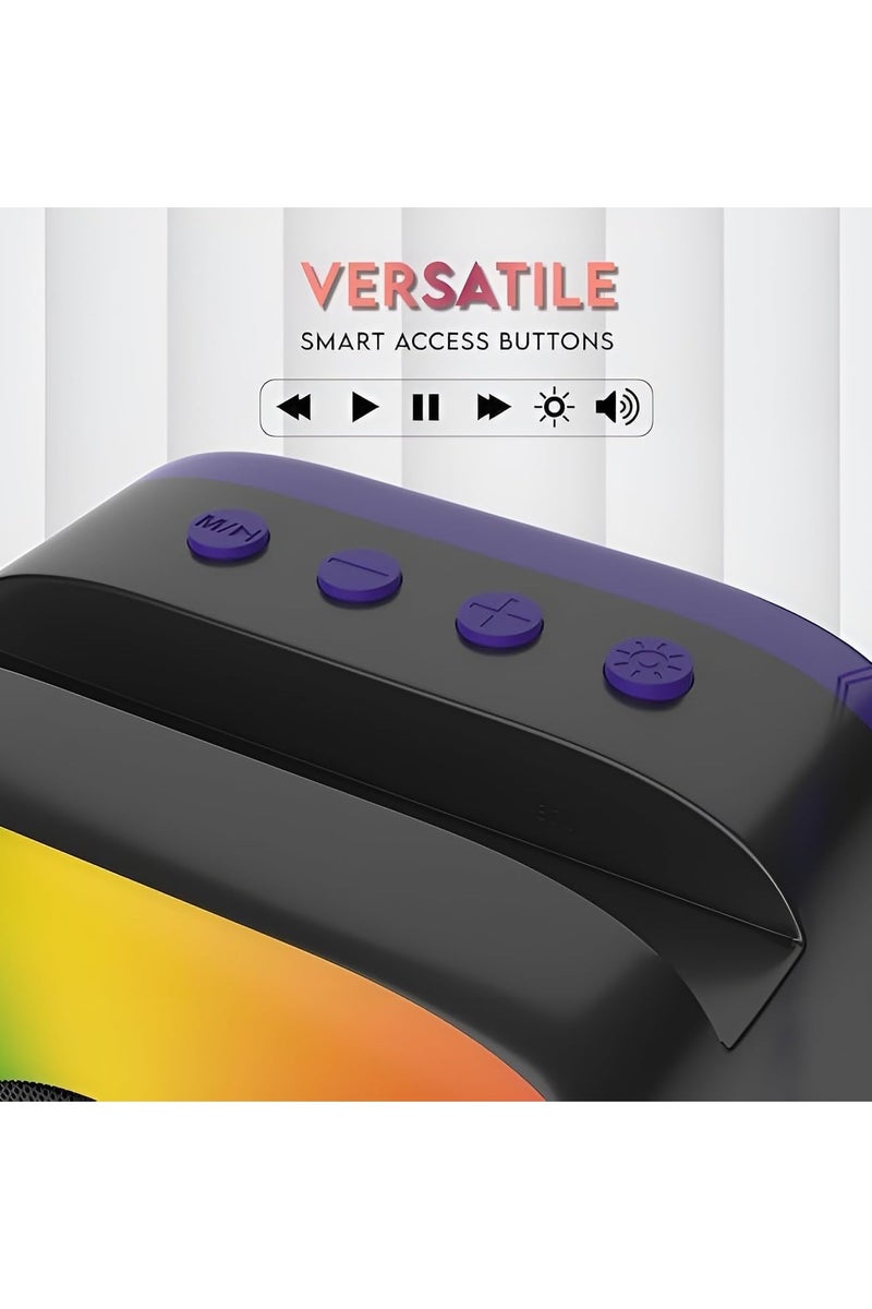 Plan A 5W Portable Bluetooth Speaker with RGB Lighting & Music Sync – Stereo Sound, Bluetooth 5.1, USB, TF, AUX, Rechargeable Battery, with Phone Holder – Perfect for Travel, Mobile, TV, PC - Image 3