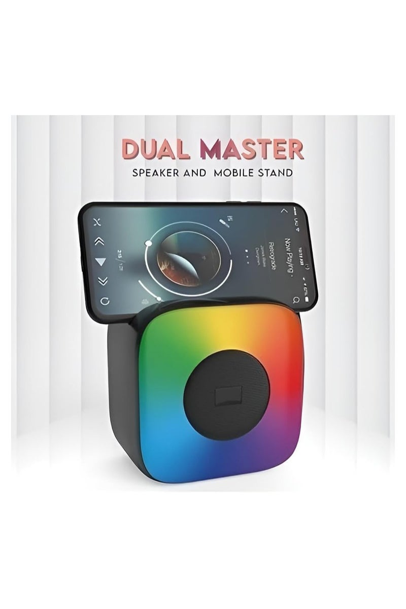 Plan A 5W Portable Bluetooth Speaker with RGB Lighting & Music Sync – Stereo Sound, Bluetooth 5.1, USB, TF, AUX, Rechargeable Battery, with Phone Holder – Perfect for Travel, Mobile, TV, PC - Image 4