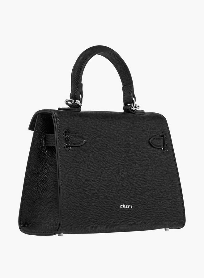 Celeste Solid Satchel Bag with Detachable Strap and Twist Lock Closure  - Image 4