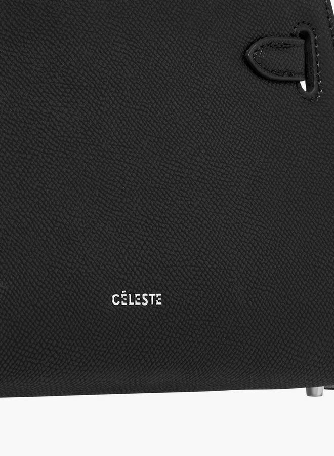 Celeste Solid Satchel Bag with Detachable Strap and Twist Lock Closure  - Image 5