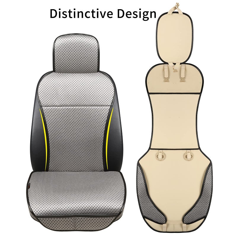Auto Newer Luxury Breathable Car Seat Cover Fit Four Seasons, Universal Front of Car Seat Cushions, Bottom Seat Covers of Full Wrapped Edge,Universal Fit for 95% Cars,SUV,Pickup,Van(Greyï¼Œ2PCS) - Image 3